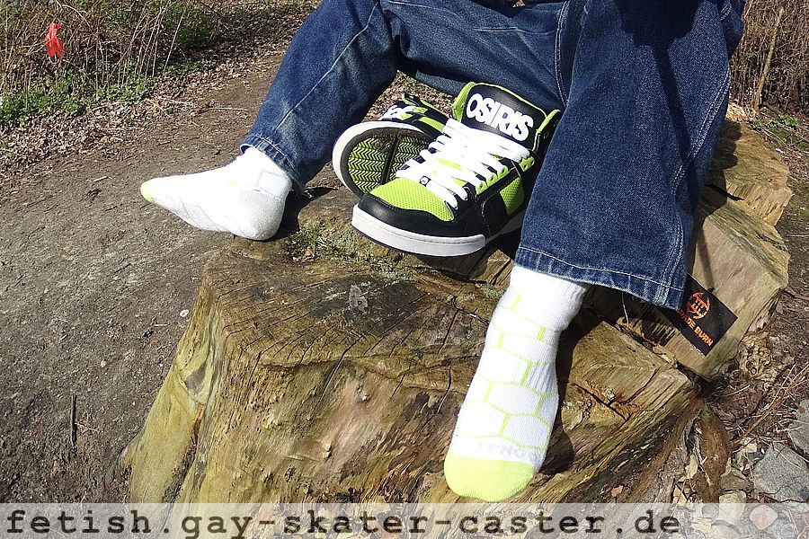 White Socks With Lime Color Spots Gay Skater Fetish